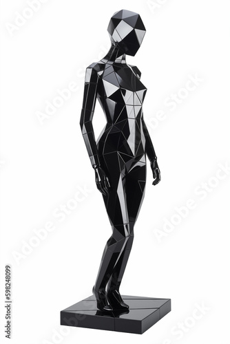 female mannequin, vantablack on clean white background