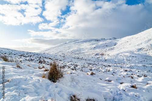 Glenveagh National Park covered in snow, County Donegal - Ireland photo