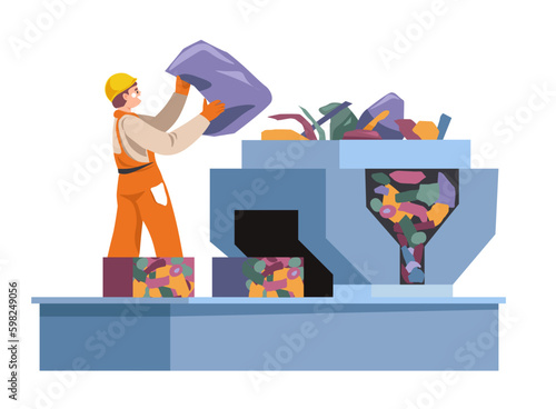 Recycling process and garbage sorting in factory
