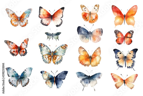 Watercolor butterflies PNG Clip Art.