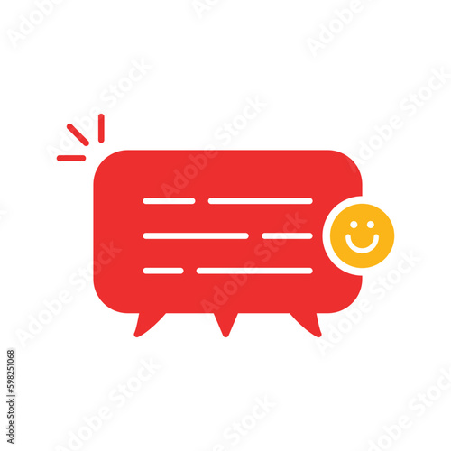 simple red good feedback speech bubble. minimal flat recommendation minimal logotype graphic art design isolated on white. concept of excellent product advice or very great service like marketing