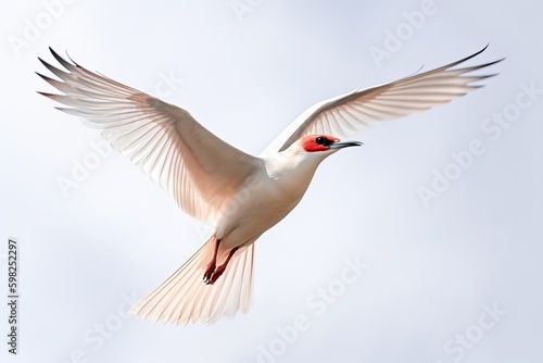 A bird in flight, with its wings in a V-shap