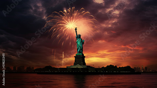 USA banner and fireworks © neirfy