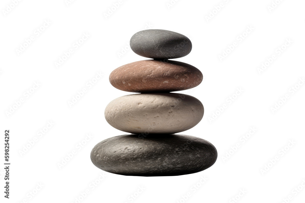 Zen Stones Stacked On Top Of Each Other Standing. On An Isolated Transparent Background, Png. Generative AI Zen Stones Stacked On Top Of Each Other Standing. On An Isolated Transparent Background, Png. Generative AI