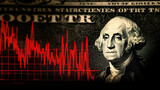 Stock Market Graph next to a 1 dollar bill, showing former president Washington - Generative AI