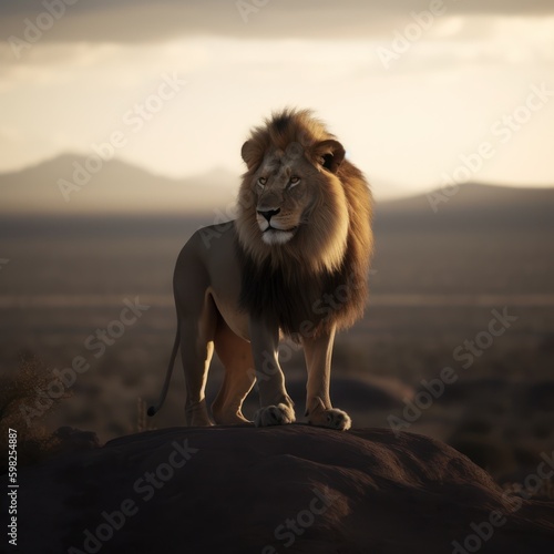 Lions in African Serengeti Cinematic Lighting Lions mane, aslan lion king beautiful lion