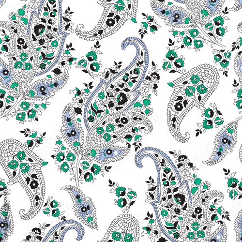Paisley Floral oriental ethnic Pattern. Seamless Vector Ornament. Damask fabric patterns.