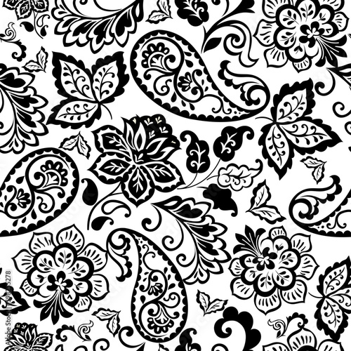 seamless paisley pattern. Vector Indian floral ornament.