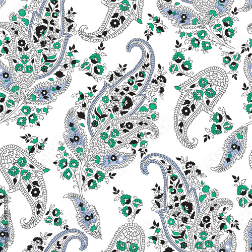 Paisley Floral oriental ethnic Pattern. Seamless Vector Ornament. Damask fabric patterns.
