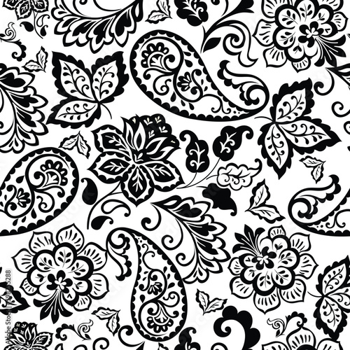 seamless paisley pattern. Vector Indian floral ornament.