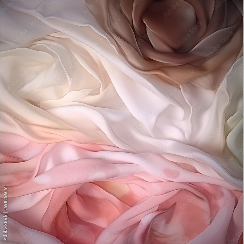 Abstract background of pink and white satin fabric. 3d rendering.  Generative AI