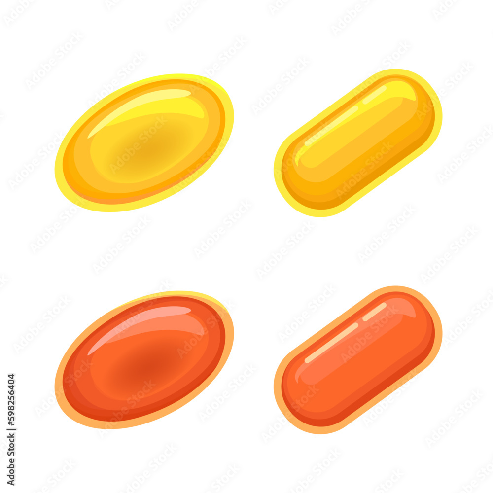 Cod Liver Oil Capsule Collection Set Cartoon Symbol illustration vector Cod Liver Oil Capsule Collection Set Cartoon Symbol illustration vector