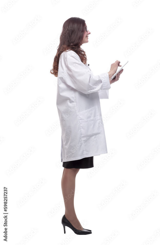 female doctor looking at a digital tablet screen female doctor looking at a digital tablet screen