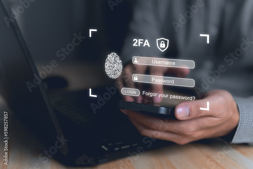 Obraz na plátně Cybersecurity concept,2FA authentication for log in,Protech your account,Use key