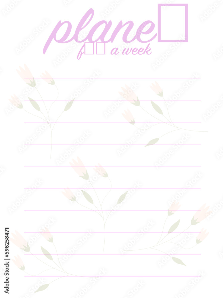 planer for a week with flowers planer for a week with flowers