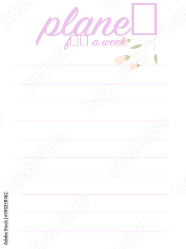back to school message or planer for a week