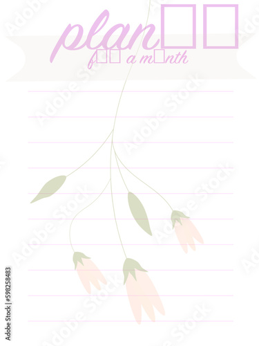 planer for a month with a flower