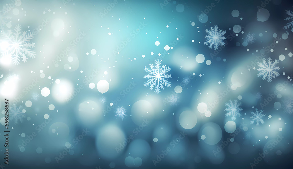 Snowflakes on a blue background. bokeh. Christmas. Christmas background with snowflakes. Generative AI Snowflakes on a blue background. bokeh. Christmas. Christmas background with snowflakes. Generative AI