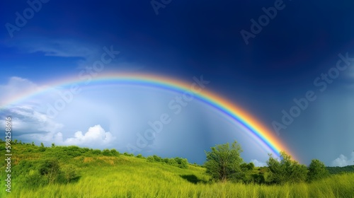 Fantastic Vivid Rainbow Sky view Beautiful sky and clouds with rainbow background