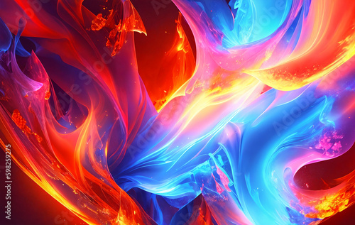 abstract ice clashing fire background with generative AI technology