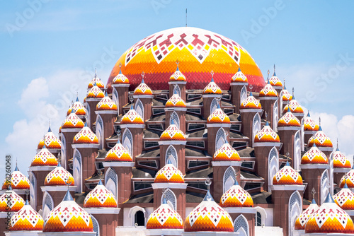 Photos views of famous mosque at makassar city, indonesia