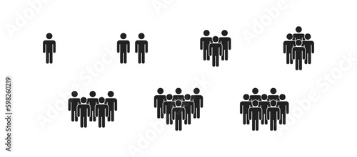 Group of people black icon set. Crowd sign. Vector EPS 10