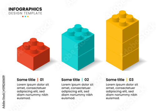 Infographic template. 3 building blocks with icons and text