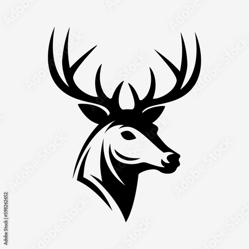 Deer head logo. Black silhouette. Vector illustration