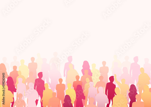 People crowd silhouette background. Teamwork concept. Generative AI