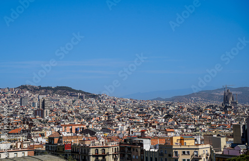 Wallpaper Mural The wide panorama of the roofs of Barcelona with Sagrada Familia.  Torontodigital.ca