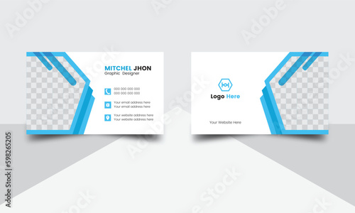 Simple corporate business card design. Flat business card vector design. Double sided business card design. Clean advertising modern design. Unique business card design. Business card layout.