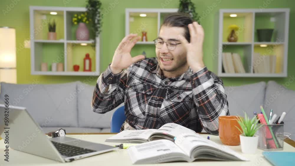 Young man working on laptop failed. Young man working on laptop failed.