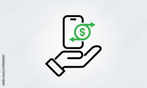 phone payment icon, Mobile banking online. Digital money. hand, Vector graphic illustration