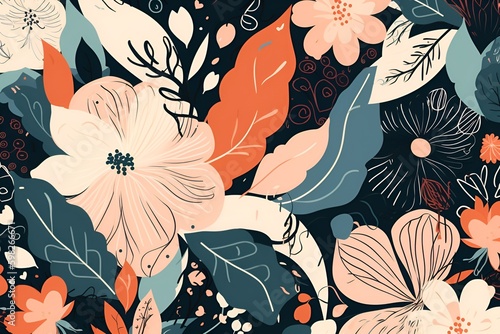 Modern abstract floral pattern flower design. Generative AI