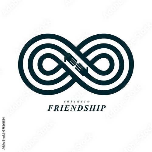 Friends Forever, everlasting friendship conceptual vector symbol isolated on white background.