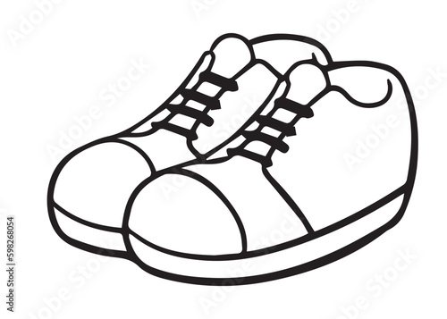 Hand drawn illustration of a pair of shoes drawing flat sketch vector illustration.