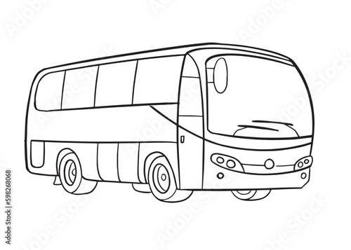 Bus isolated on white background. Drawing flat sketch vector illustration.
