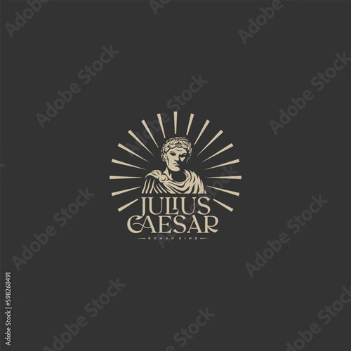 Julius Caesar face emperor, roman character logo illustration design