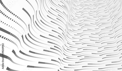 Technology vector abstract background with lines big data flow, 3D abstraction of nanotechnology and science, electronics and digital style, wire net dimensional perspective.