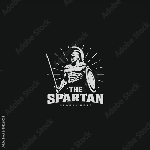 Spartan with shield and sword.vintage logo inspiration © Been ink