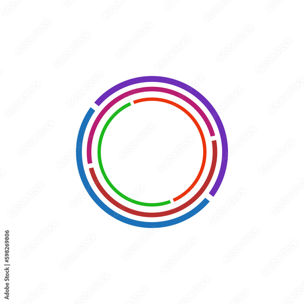 Logo of a circular labyrinth empty inside. Сolorful round maze symbol. Logo of a circular labyrinth empty inside. Сolorful round maze symbol.