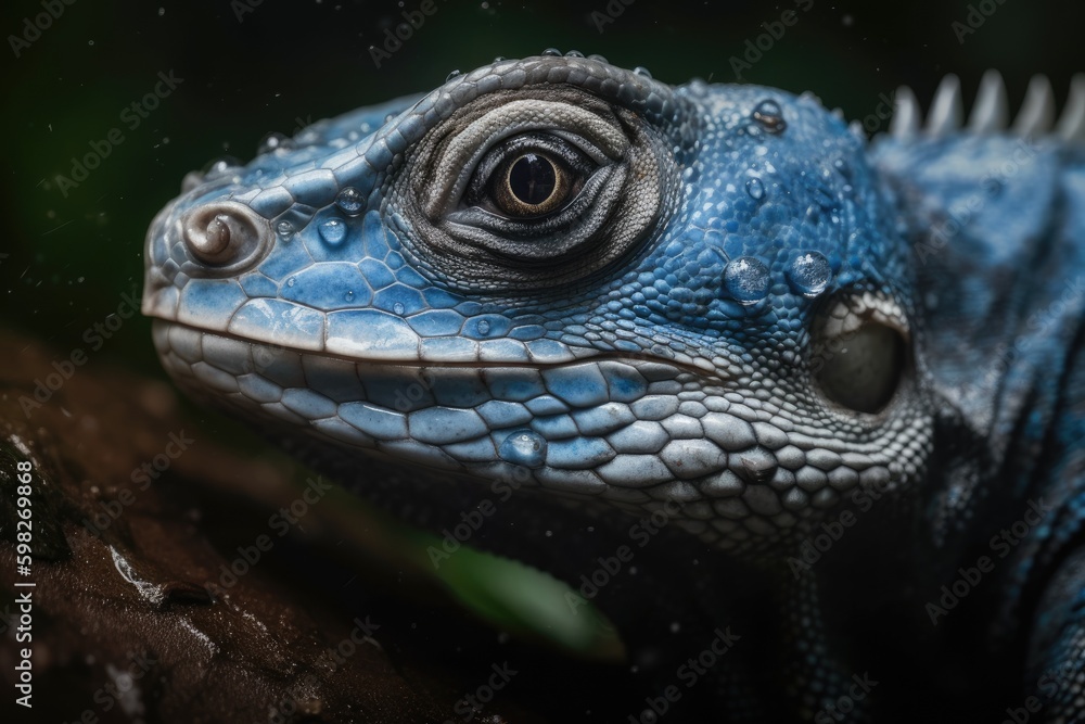 blue lizard perched on a tree branc. Generative AI Generative AI blue lizard perched on a tree branc. Generative AI Generative AI
