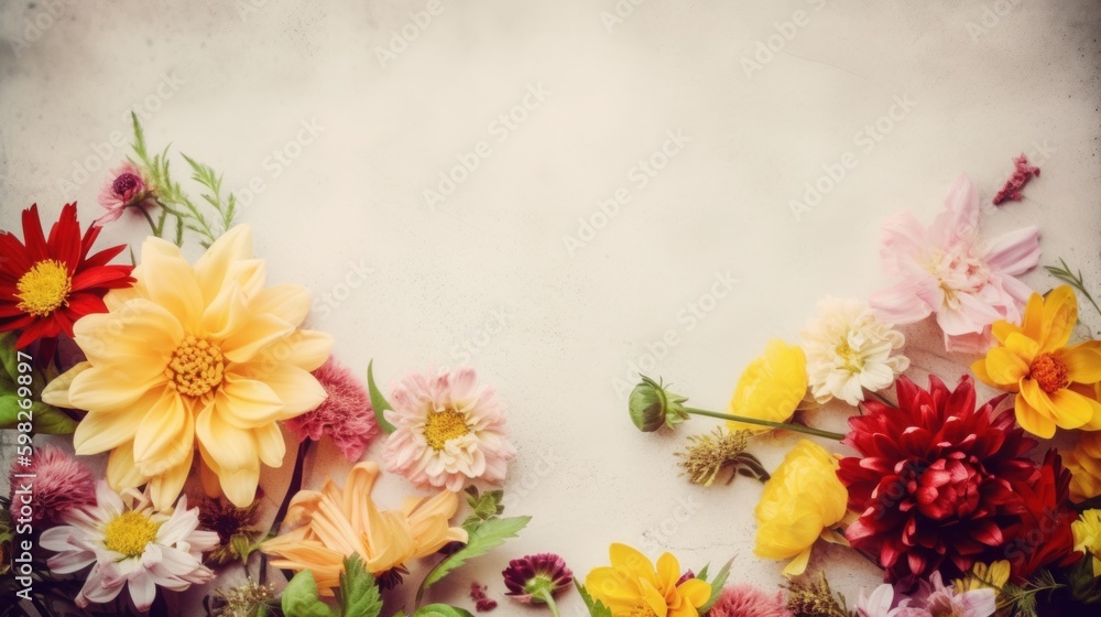 Art flower background for greeting card. AI generated.