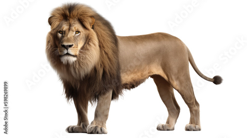 Lion isolated on transparent background created with generative AI technology