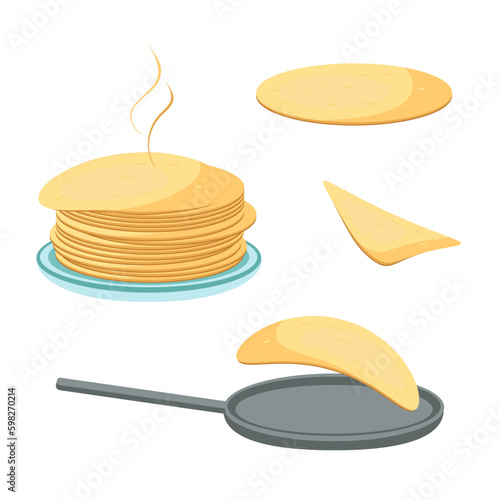 Mexican tortillas. Chips. Vector set on a white background.