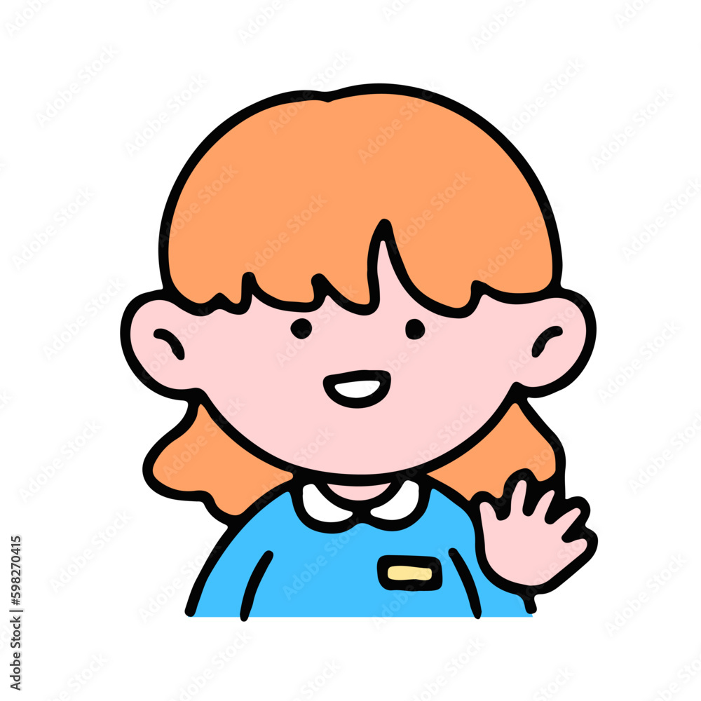 A little cute girl greeting, isolated on a background vector illustration. A little cute girl greeting, isolated on a background vector illustration.