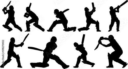 "Vector Silhouettes of Cricket Players, Batsmen, Bowlers, and Cricket Elements for Your Design Needs" "A Comprehensive Collection of Cricket Player Silhouettes and Cricket Elements for Graphic Designe