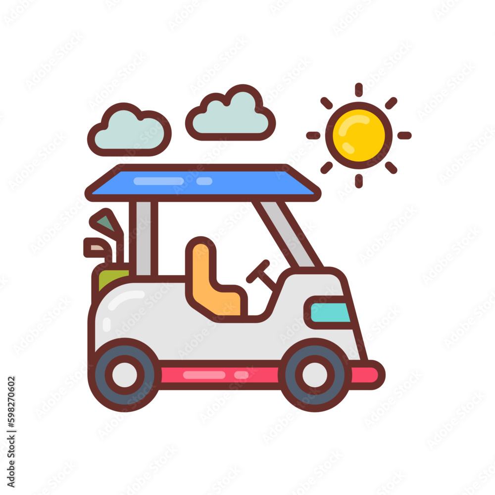 Solar Golf Cart icon in vector. Illustration