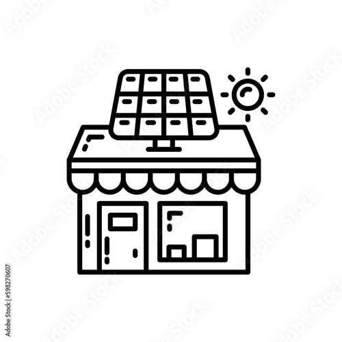 Solar Powered Shop icon in vector. Illustration