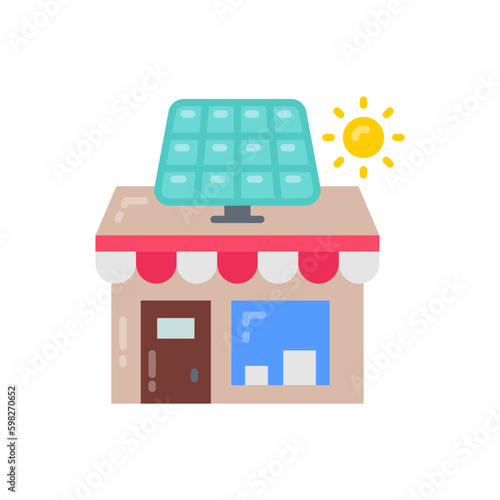 Solar Powered Shop icon in vector. Illustration